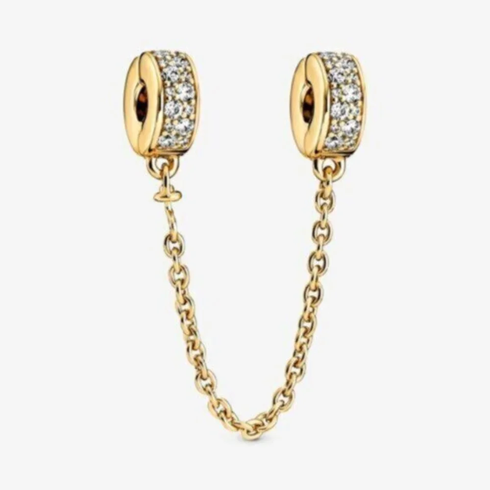 Pandora Clear Pav Safety Chain Clip Charm